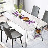 Aperturee - Aperturee Happy Halloween Table Runner with Purple Pumpkin and Witch Hats for Spooky and Fun Party Decor